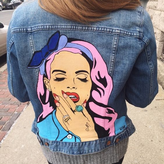 chaqueta pintada a mano retro